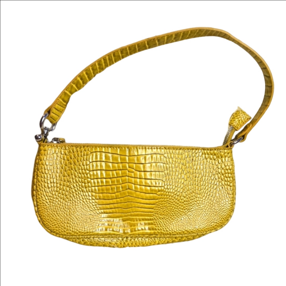 Urban Outfitters Yellow Crocodile Vegan Leather Baguette